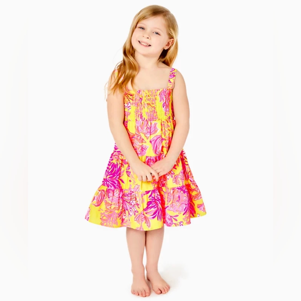 Lilly Pulitzer Violet Dress Calla Yellow Kids Girls' XL